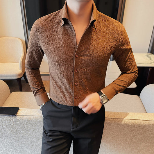 Camisa Manga Larga Hombre Estilo Británico Casual Ejecutivo - Image 2