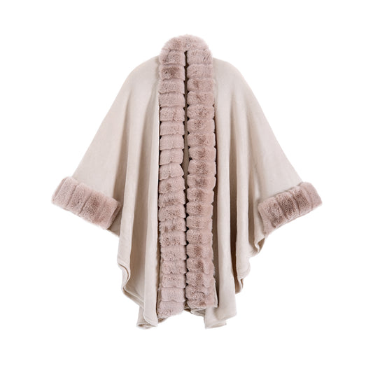 Abrigo de Punto Oversized con Cuello de Conejo Artificial
