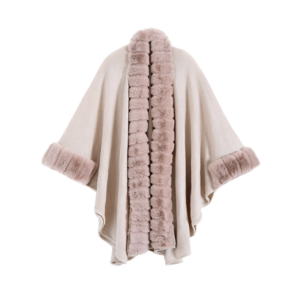 Abrigo de Punto Oversized con Cuello de Conejo Artificial