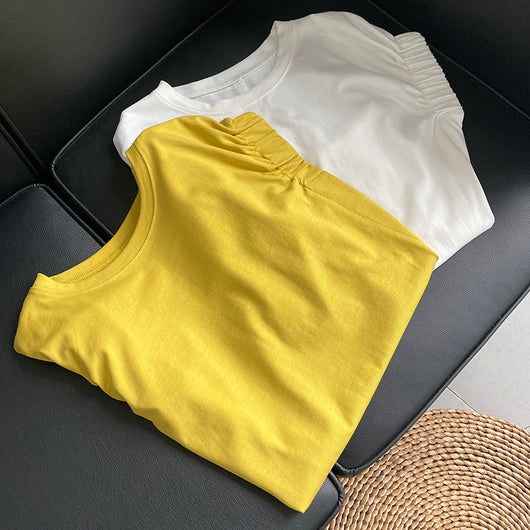 Camisetas Plisadas con Mangas Cortas para Mujer - Image 22
