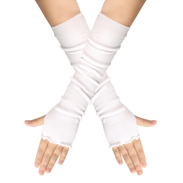 Guantes Largos Cálidos con Diseño de Hoja de Loto en Color Sólido