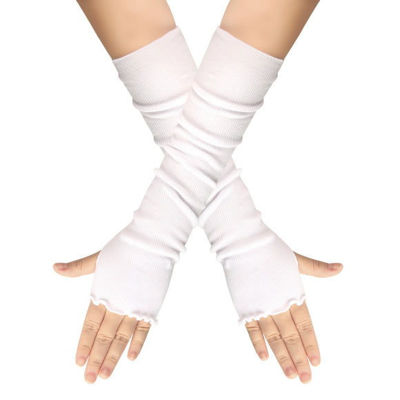 Guantes Largos Cálidos con Diseño de Hoja de Loto en Color Sólido