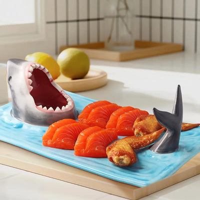 Plato de Cerámica Tiburón Tendencia Viral para Sushi y Dumplings