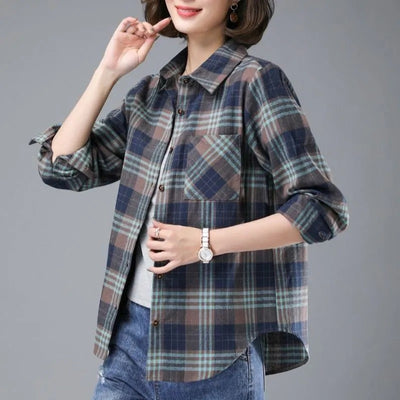 Camisa Cuadriculada Manga Larga para Mujer - Corte Slim Elegante - Image 5