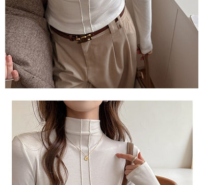 Blusa de Cuello Tortuga Manga Larga Versátil para Mujer - Image 21
