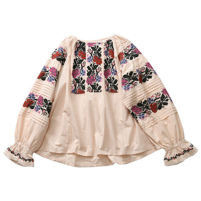 Blusa Casual de Algodón para Mujer con Cuello Redondo y Manga Larga - Image 14