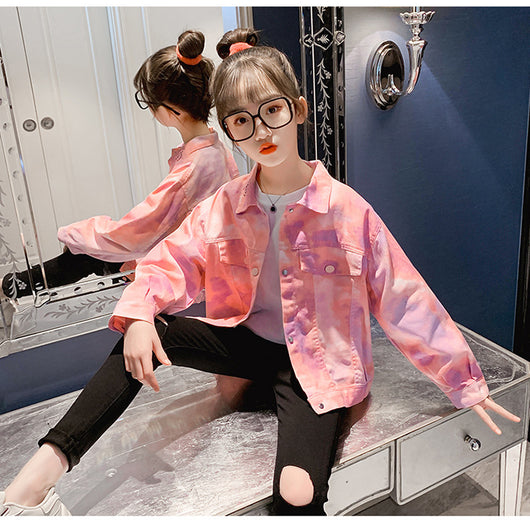 Chaqueta Denim Tie Dye Niña Estilo Coreano - Diseño Moderno Infantil - Image 5