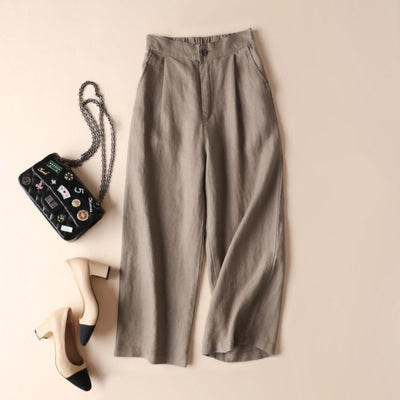 Pantalones Anchos de Algodón y Lino para Mujer - Casual y Elegante - Image 11