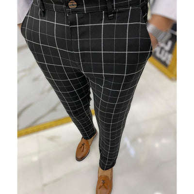 Pantalones de Vestir Casual a Cuadros para Hombre - Image 11