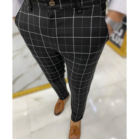 Pantalones de Vestir Casual a Cuadros para Hombre - Image 11