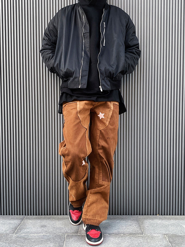 Pantalones Cargo Stacked con Parches Lumberjack Retro