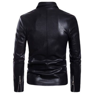 Chaqueta de Cuero para Motociclista con Múltiples Cierres - Image 3