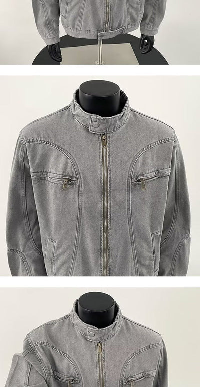 Chaqueta Denim Pesada Vintage Desgastada para Hombre - Image 9
