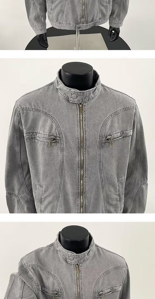 Chaqueta Denim Pesada Vintage Desgastada para Hombre - Image 9