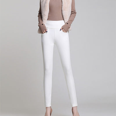 Pantalón Blanco Ajustado con Cintura Elástica Alta para Mujer - Image 5
