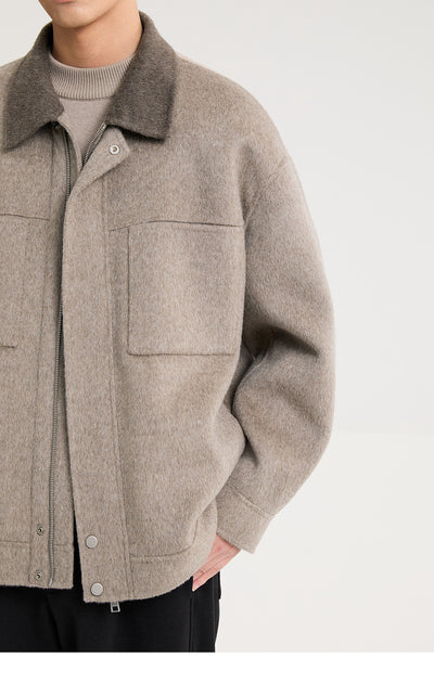 Chaqueta de Lana Doble Faz con Cuello de Lana de Cordero Premium - Image 18