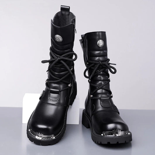 Botas Altas de Invierno para Hombre Estilo Ecuestre Vintage Denim Británico - Image 9
