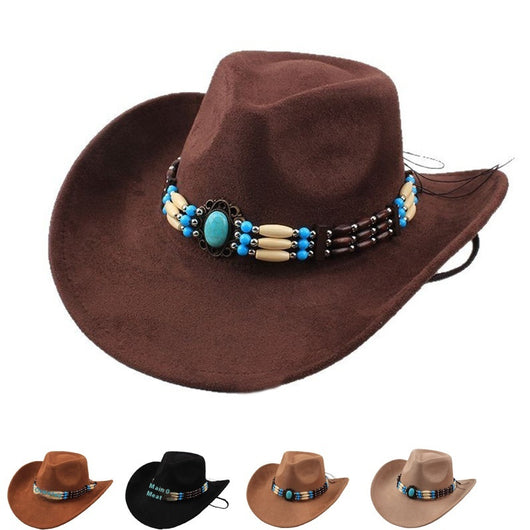 Sombrero Vaquero Punk de Ala Ancha con Peluche Sintético para Montar a Caballo - Image 14