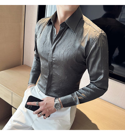 Camisa Larga Hombre Ice Silk Textura Premium - Transpirable y Fresca - Image 13