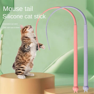Juguete Interactivo para Gatos - Vara Teaser con Cola de Ratón Silicona - Image 13