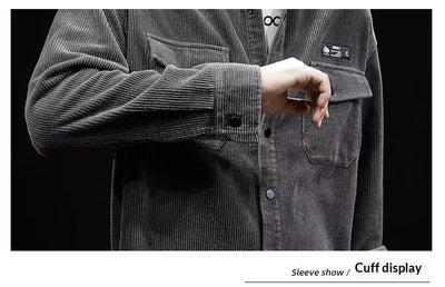Camisa de Pana Oversized para Hombre - Corte Amplio Primavera y Otoño - Image 9