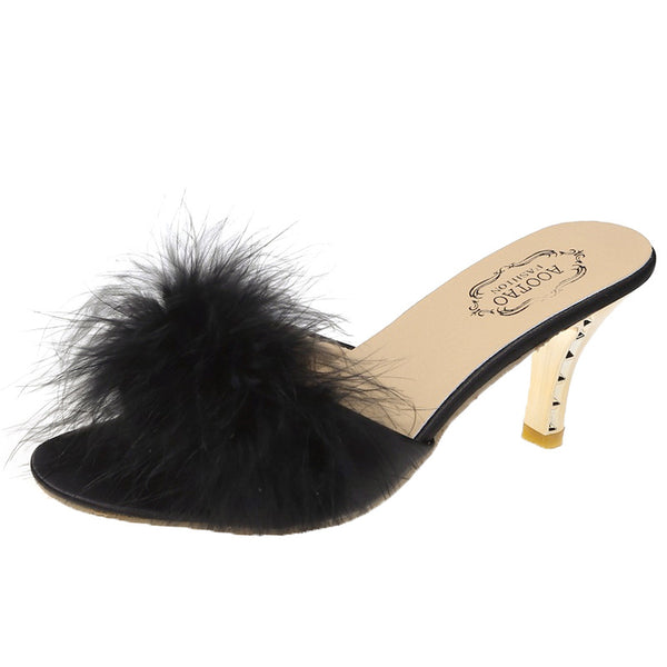 Pantuflas de Tacón Alto para Mujer con Diseño Elegante y Plataforma Suave