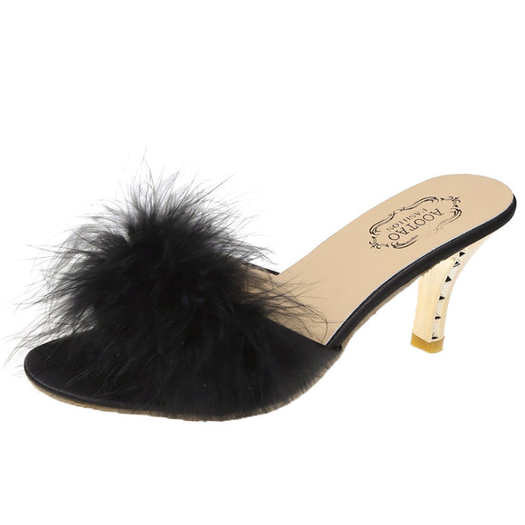 Pantuflas de Tacón Alto para Mujer con Diseño Elegante y Plataforma Suave