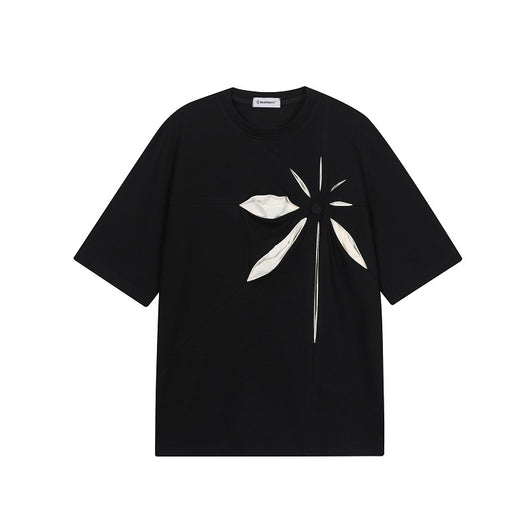 Camiseta Manga Corta Abstracta Tridimensional Estilo Urbano Moderno - Image 3