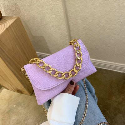 Bolso Mensajero Retro Estampado en Piedra con Cadena para Mujer - Image 9