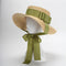 Chapéu de Palha Feminino com Laço Verde - Design Elegante e Plano