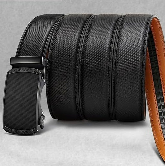Cinturón de Cuero para Hombre con Hebilla Automática y Acabado Mate