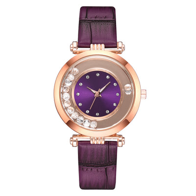 Reloj de Moda con Cristales Brillantes y Correa de Cuero Serpentina - Image 4