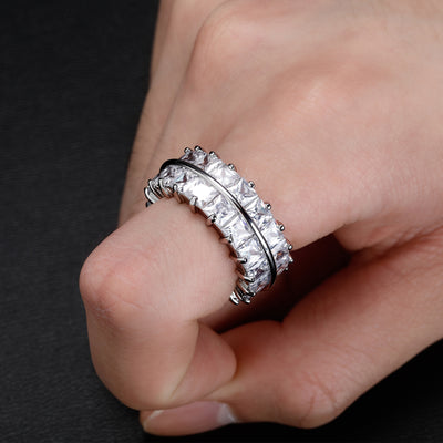 Anillo Dividido de Circones Dobles Hip Hop Europeo y Americano - Image 8