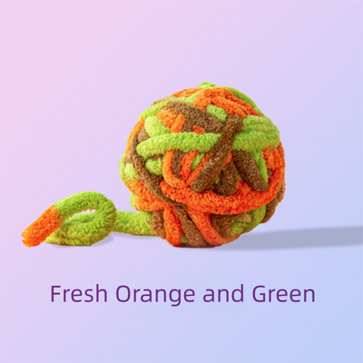 Pink and purple striped plush cat toy ball, made from chunky yarn, designed for silent play and chewing. - Image 9