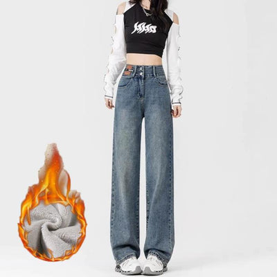 Jeans Anchos Forro Polar Térmico Efecto Adelgazante para Mujer - Image 10