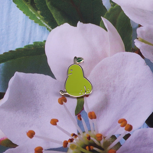 Broche de Pera Kawaii - Distintivo Frutal Adorable