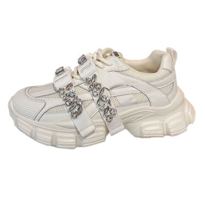 Zapatillas Blancas Transpirables con Plataforma Gruesa y Detalles de Cristal para Mujer - Image 6