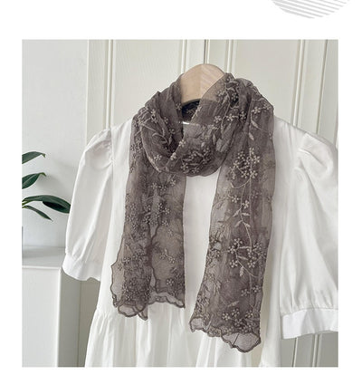 Pañuelo de Seda Largo con Bordado de Flores Delicadas para Mujer - Image 16