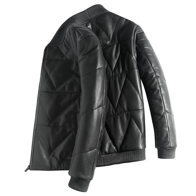 Chaqueta de Cuero con Plumón para Hombre - Estilo Juvenil - Image 12