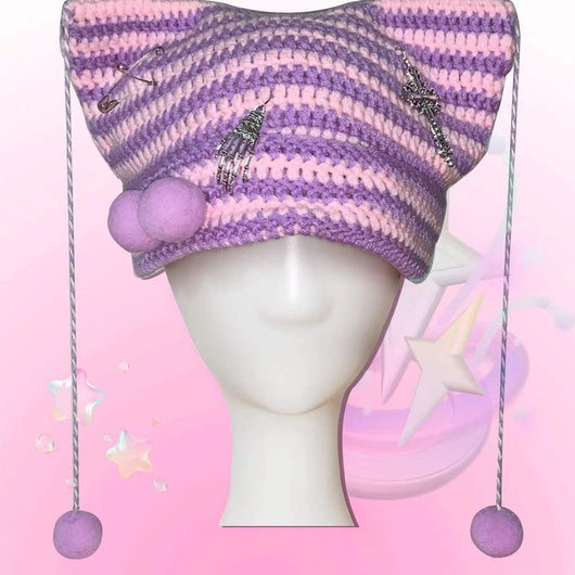 Gorro de Lana Tejido con Orejas de Gato y Pompón - Image 4