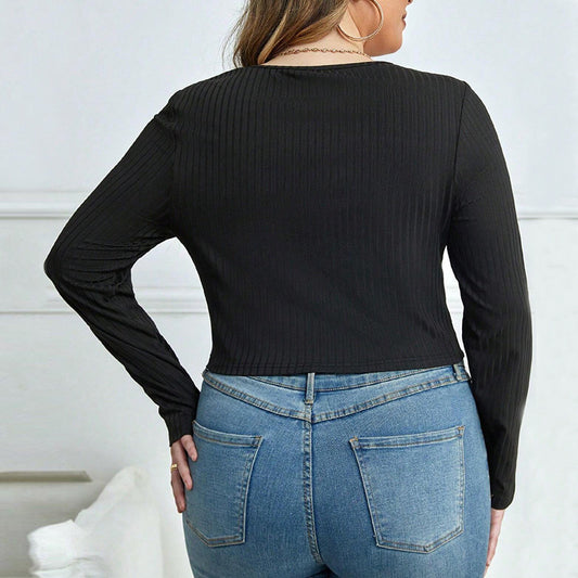 Blusa Ajustada Elegante con Detalles Calados y Mangas Largas - Image 2