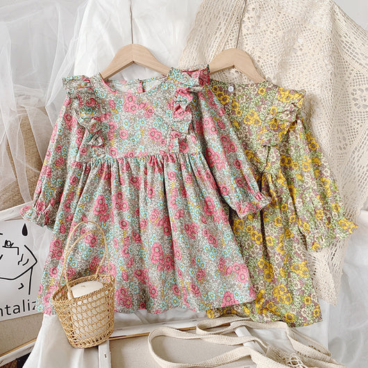 Vestido Infantil Floral Manga Larga Estilo Pastoral - Image 9