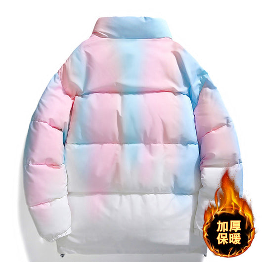 Abrigo de Pareja Degradado con Cuello Alto, Cálido y Acolchado para Invierno - Image 4