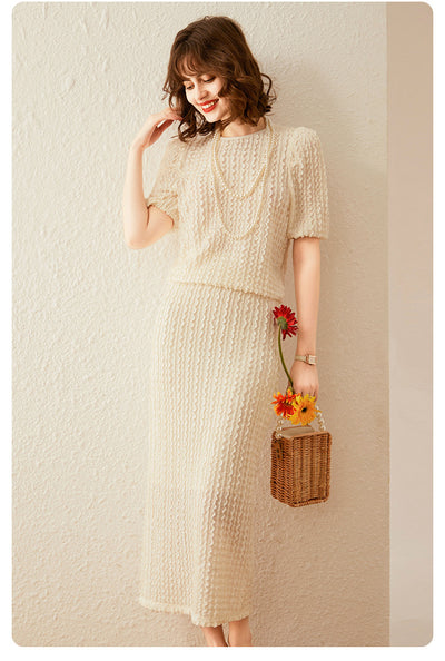 Conjunto Casual de Verano: Playera Texturizada y Falda Dividida - Image 9