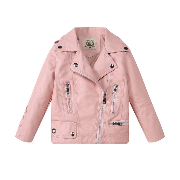 Chaqueta de Cuero Estilo Motociclista para Niños y Niñas
