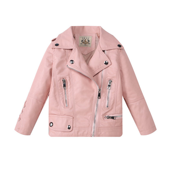 Chaqueta de Cuero Estilo Motociclista para Niños y Niñas
