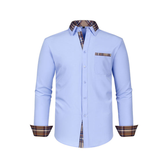 Camisa Manga Larga Hombre con Cuello Floral Patchwork