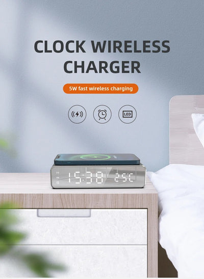 Reloj Despertador LED con Cargador Inalámbrico, Espejo HD y Termómetro - Image 7
