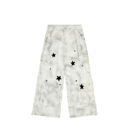 Overol Ancho Tie-dye Desgastado de Moda Vintage - Image 17