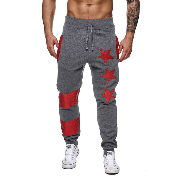Pantalones Deportivos Casuales con Estrellas y Rayas Cosidas